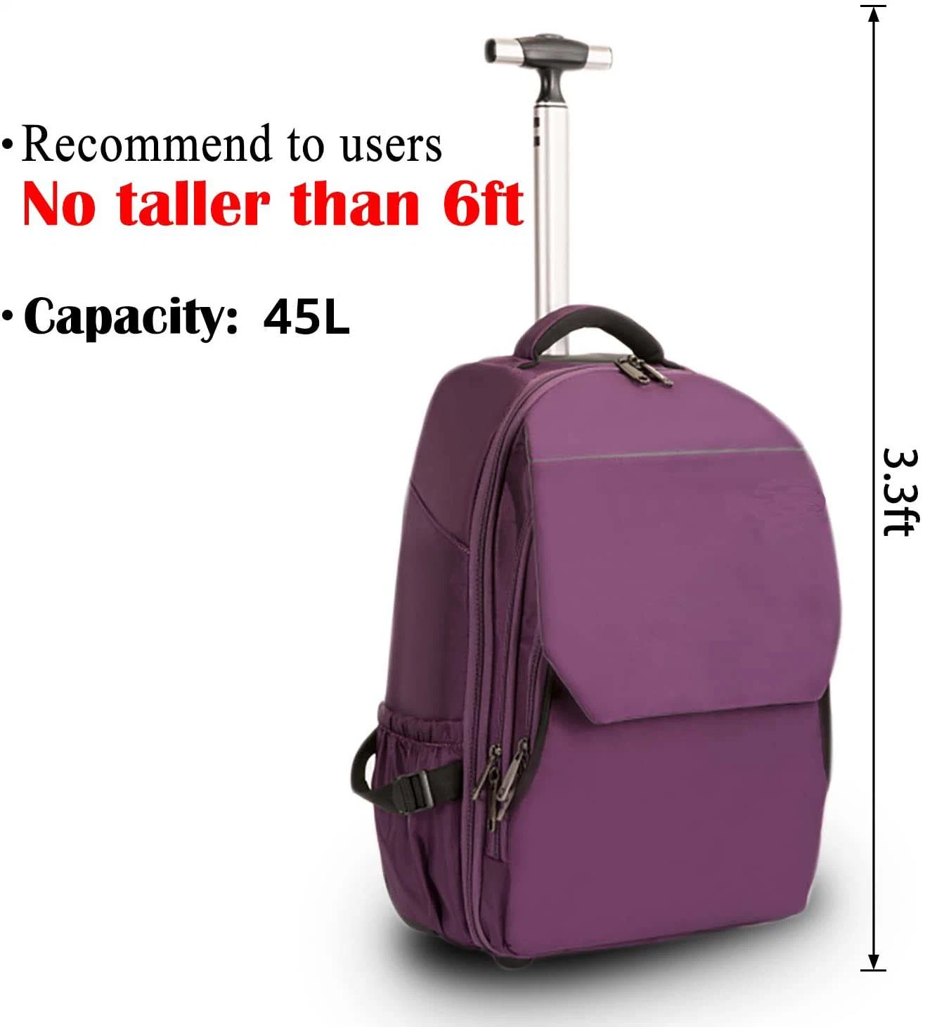 19 Inch Travel Laptop Wheeled Rolling Backpack Bag