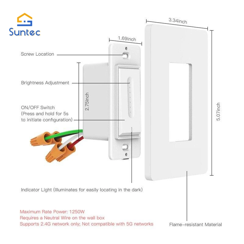 Fernbedienung Wandschalter WiFi Smart Light Dimmer Switch US Version