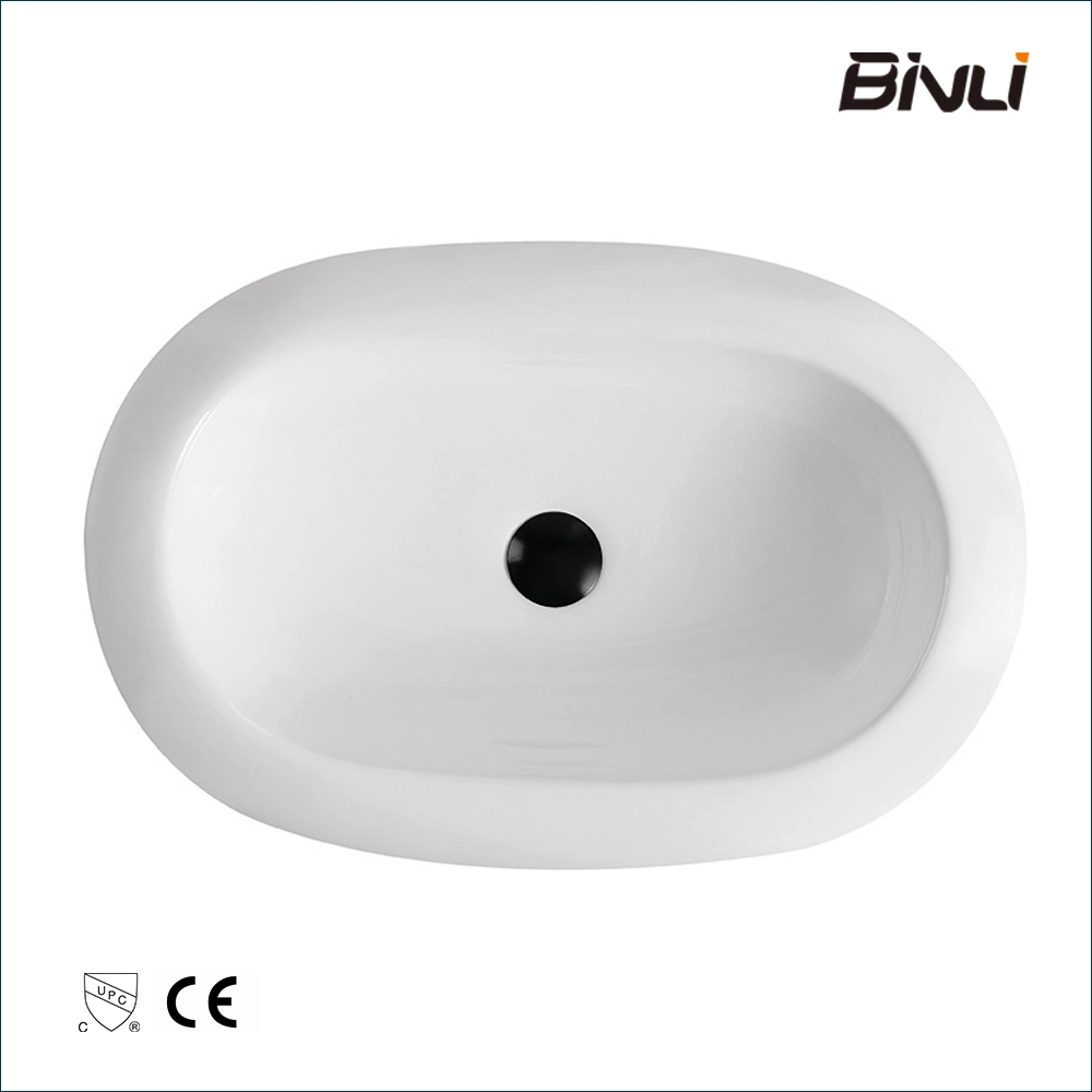 La máxima calidad Cupc Baño refrescante forma oval lavabo de cerámica de color blanco de diseño exclusivo, encimera de la cuenca del arte para el rostro y el lavado de manos