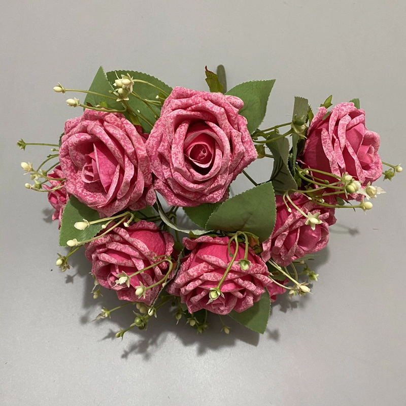 9 Heads Artificial Rose Bunches for Wedding Flower