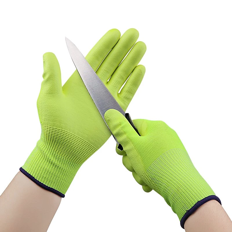 Cut Resistant PU Gloves Xingyu 13G Hppe Level 5 PU Gloves Garden Safety Work Gloves