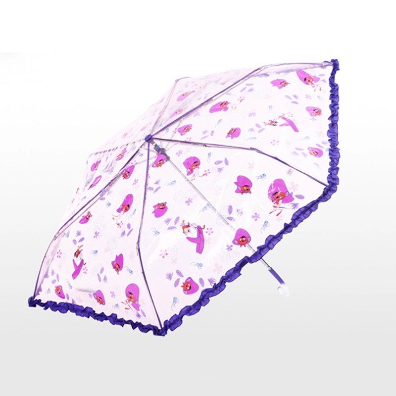 Картонная упаковка Портативный небольшой размер прозрачный/прозрачный края/кружка 3 складной дождевой зонтик Для Kid