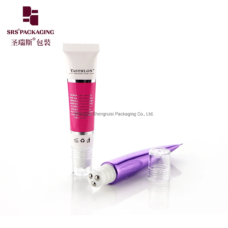 19mm Soft Tube PE Squeezable PCR Tube Eco-friendly Eye Serum Tube with Roller Ball Applicator 3 Beads Roller Head