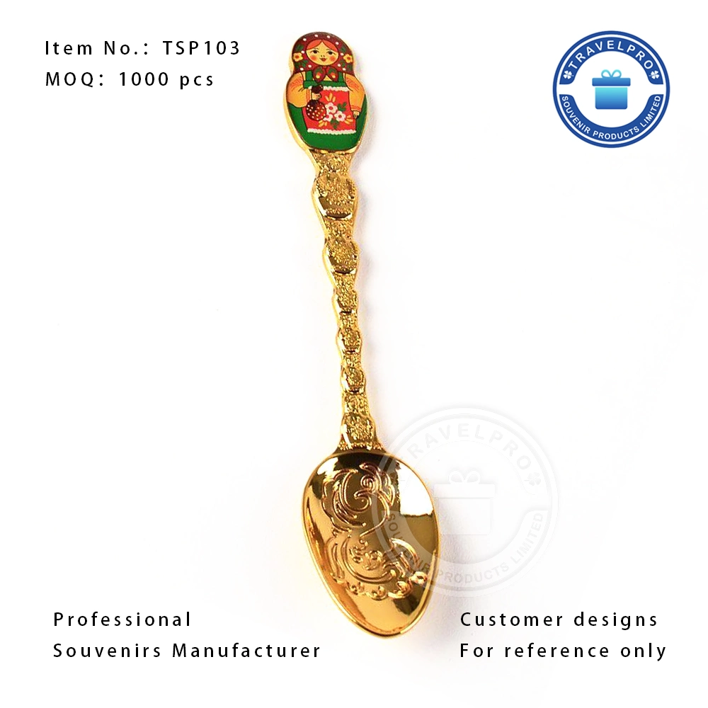 Souvenirs Manufacturer Travelpro Customized Vintage Gold Plated Collection Souvenir Spoon