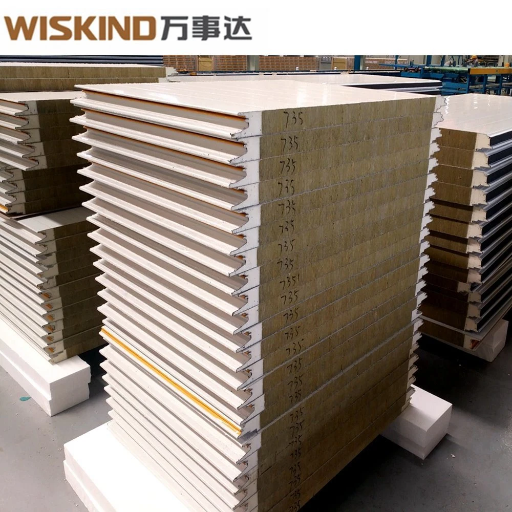 Rock Wool Sandwich Panel Roof Wall of Steel Structure with Good Fireproof