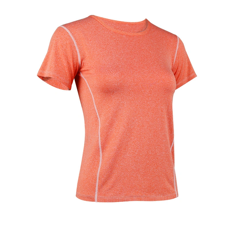 2023 Spring New Professional Yoga Fitness Sports Wear Ladies Round Neck Top Slim Gym Short Sleeves