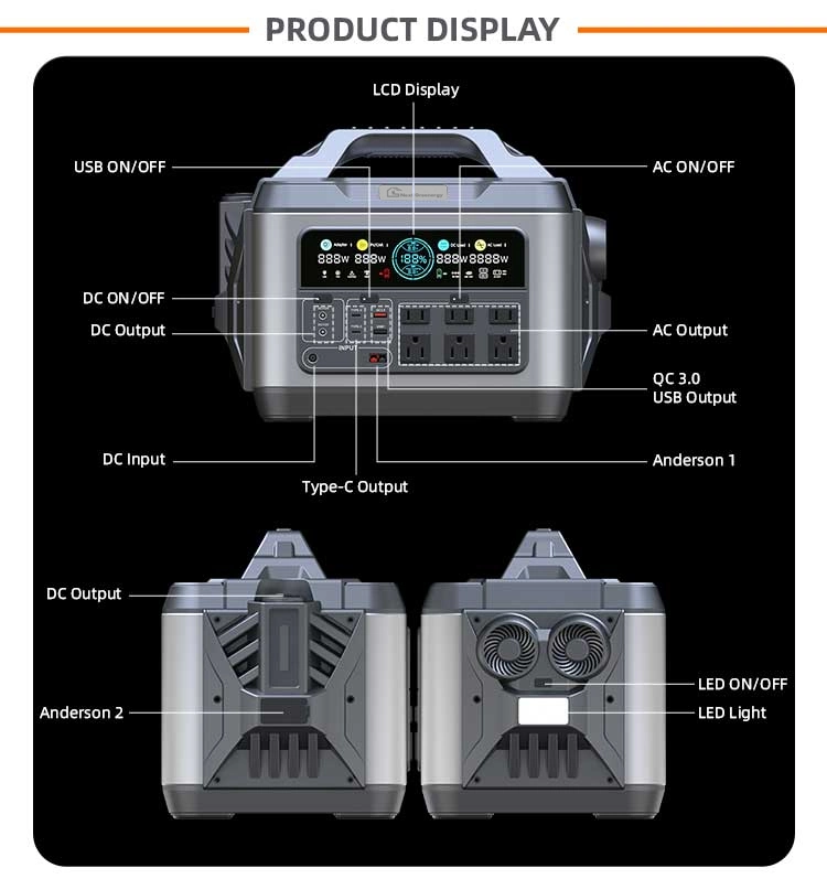 110V 220V Camping Solar Power Generator 1200W Gas Free Backup Camping Generator for Outdoor and Rvs