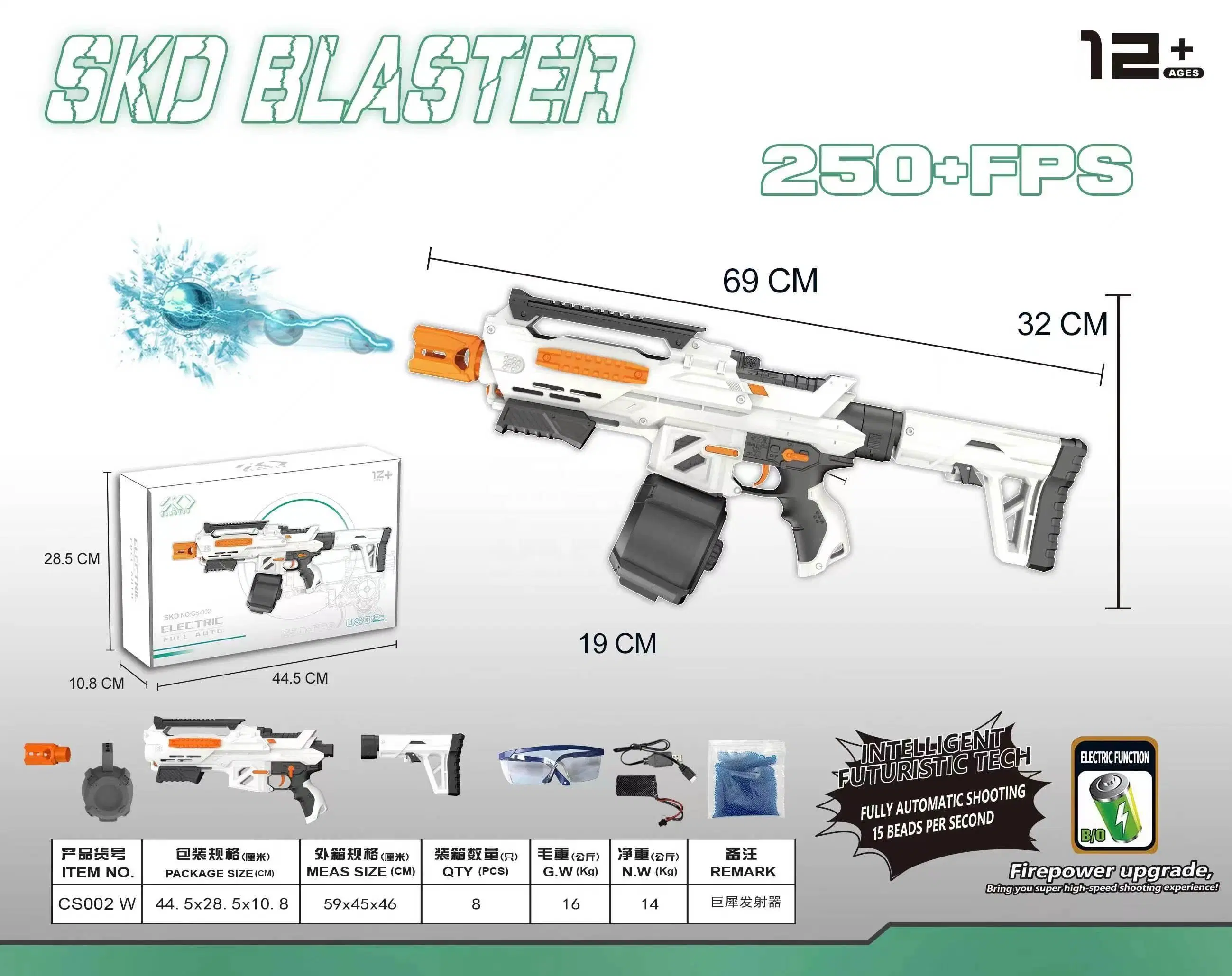 2023 New SKD Blaster Toy Guns Gel Ball Blaster Sci-Fi Pistola de salpicos Style, Grande capacidade, ampliação, Grande alcance, captação rápida