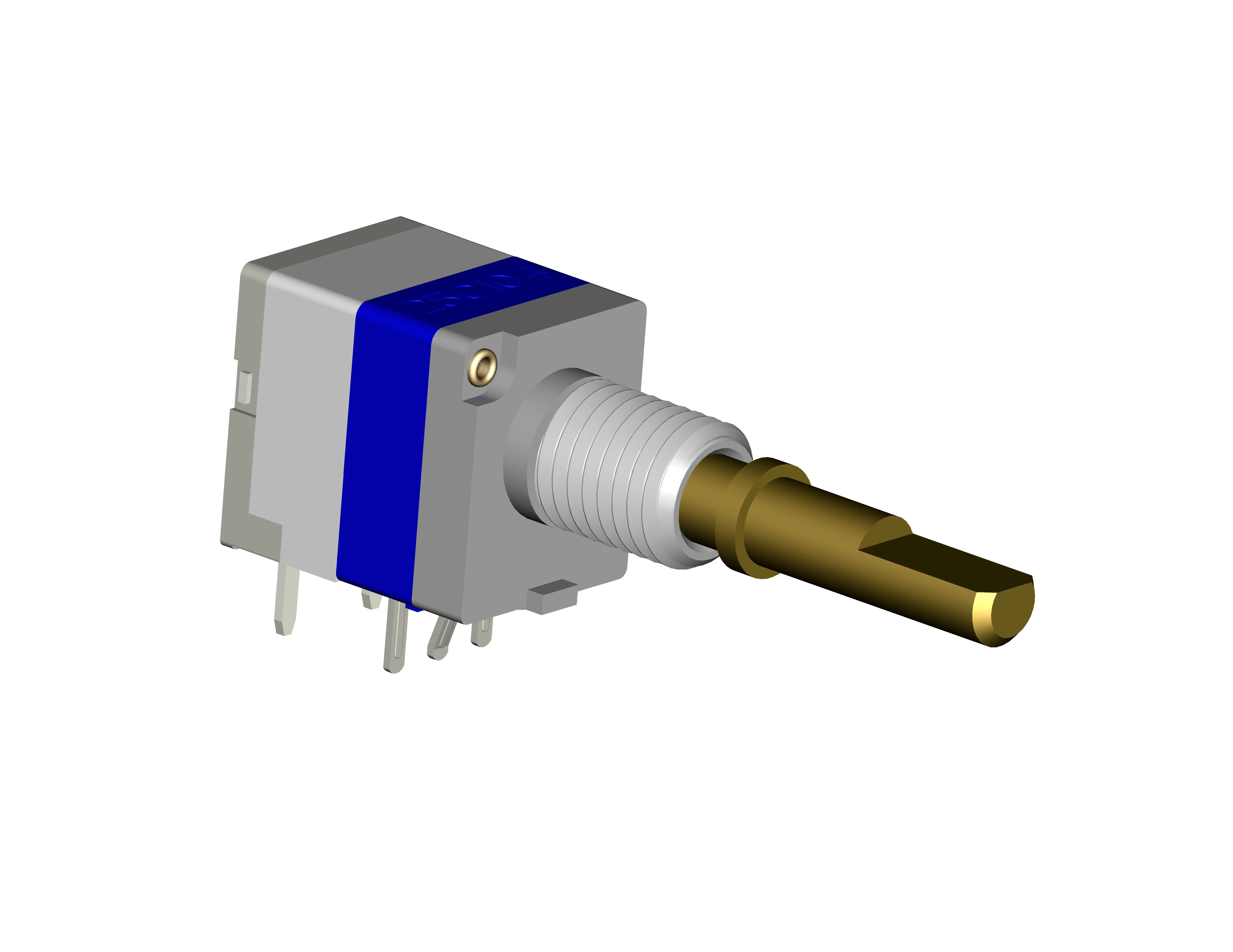 Potenciómetro giratorio de eje de metal sellado de unidad única serie 09mm con Pulse el interruptor 1,5 de desplazamiento