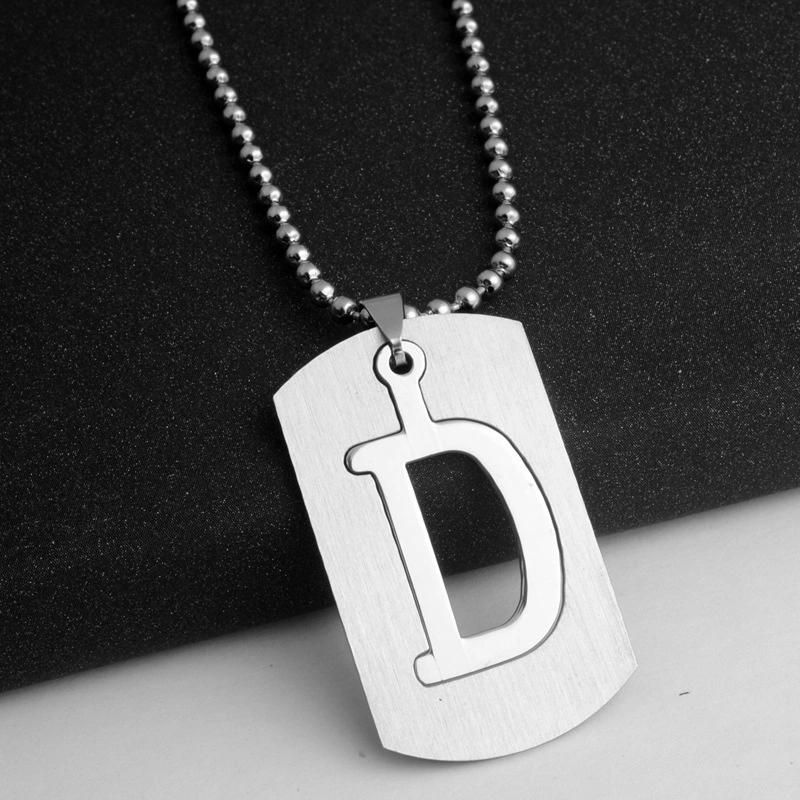 Men&prime; S Necklace Long Necklace Stainless Steel Sweater Chain 26 Letter Necklace Girls&prime; Dress Accessories Pendant Jewellery