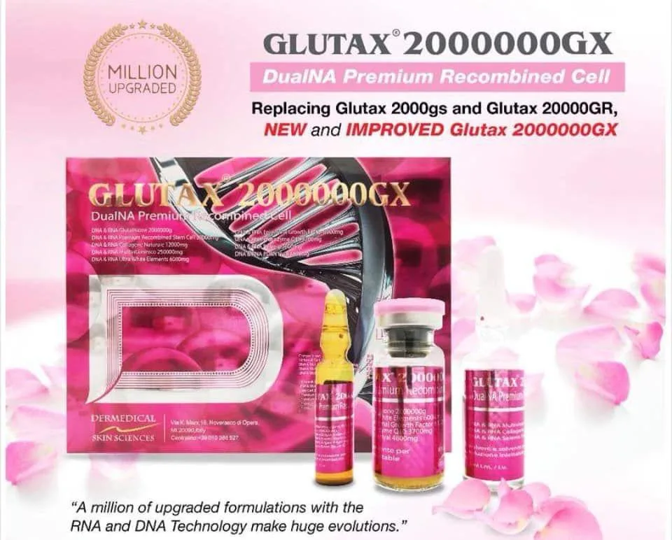 Vente en gros prêt stocks Italien Genuine Glutathione injection pour Glutax 180000GS Injection de blanchiment pour blanchiment du visage Glutax