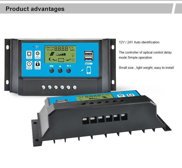 Demuda Sun Power Auto 12V 24V Battery Regulator 10A 20A 30A 40A 50A 60A PWM Solar Energy System Power Charge Controller