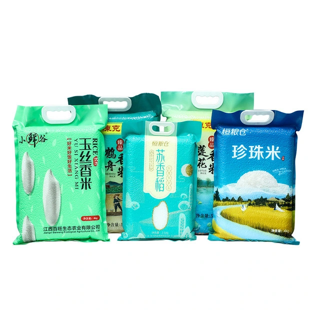 Custom Plastic Handle Food Package Nylon Rice Vacuum Bag