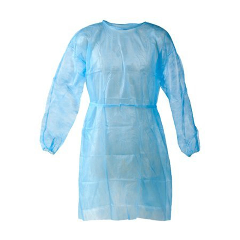 Disposable PP PE SMS Protective Isolation Gown Knitted/Elastic Cuff Safety Clothing for Lab and Hospital