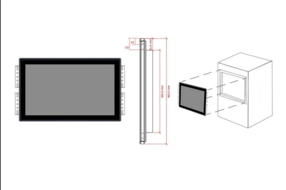 21,5 pouces Écran LCD ultra-mince Écran tactile étanche Moniteur tactile industriel intégré