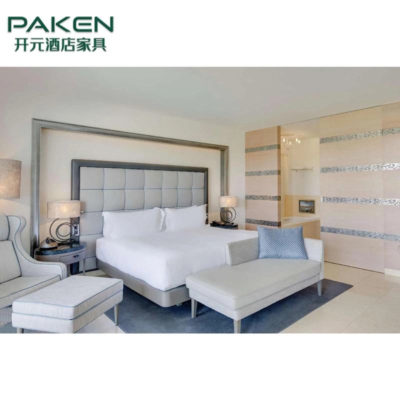 Ensemble de meubles de chambre d'hôtel de luxe sur mesure pour chambre d'hôtes avec lit king size de qualité supérieure Hilton 5 étoiles.