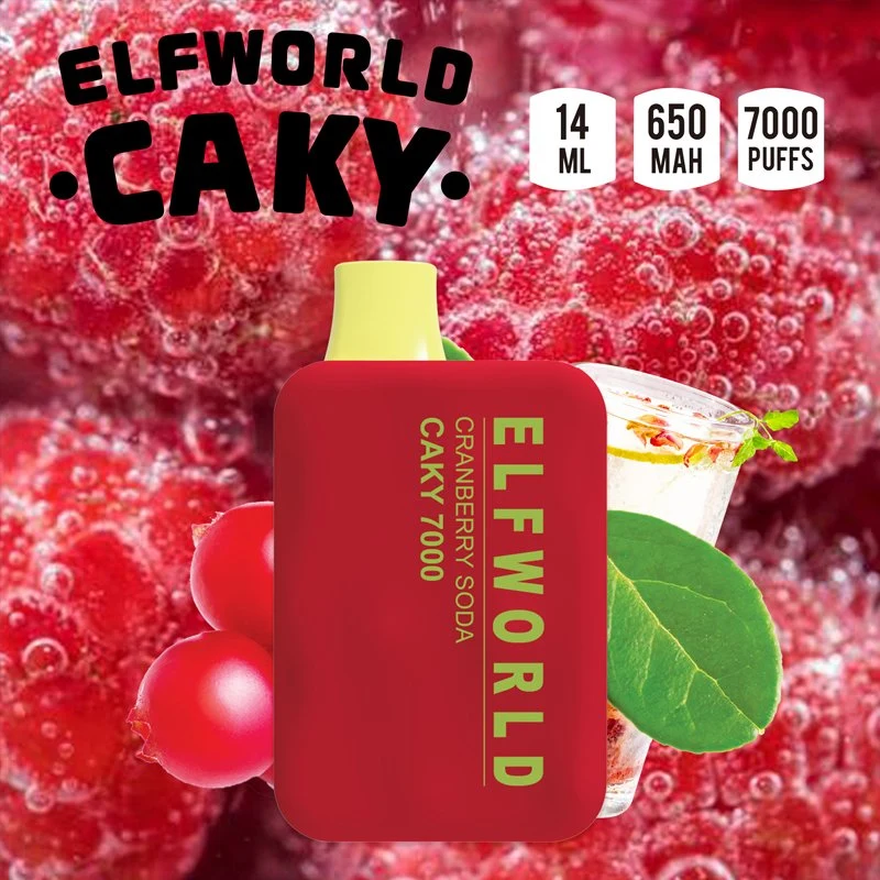 Newest Popular Elfworld Caky 7000 Puffs Vape  14ml E-Liquid Pen Hookah Rechargeable vape