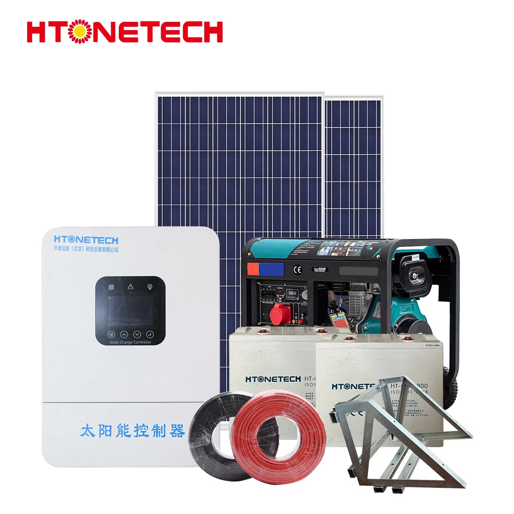 Htonetech 3 kW système solaire Off Grid Chine 5000W 45029W Panneaux solaires feuille de générateur diesel monocristallin 33 kVA terminé Système solaire Grid Home