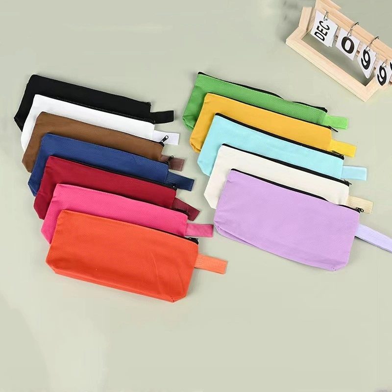 Canvas Cotton Cosmetic Makeup Office School Pouch Pen Box Storage Zipper Bag