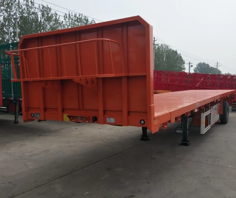 3 Axle Steel Coil Transport Flat Bed Trailer 40FT Container Flatbed Semitrailer