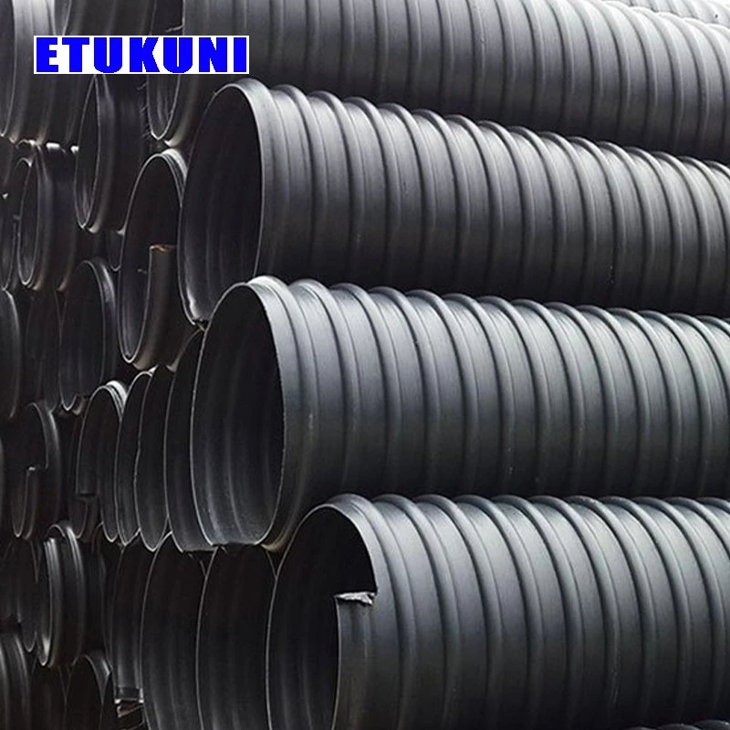 High Rigidity and Strength Stable Performance HDPE Double Wall Corrugated Drain Drainage Pipe with Steel Belt