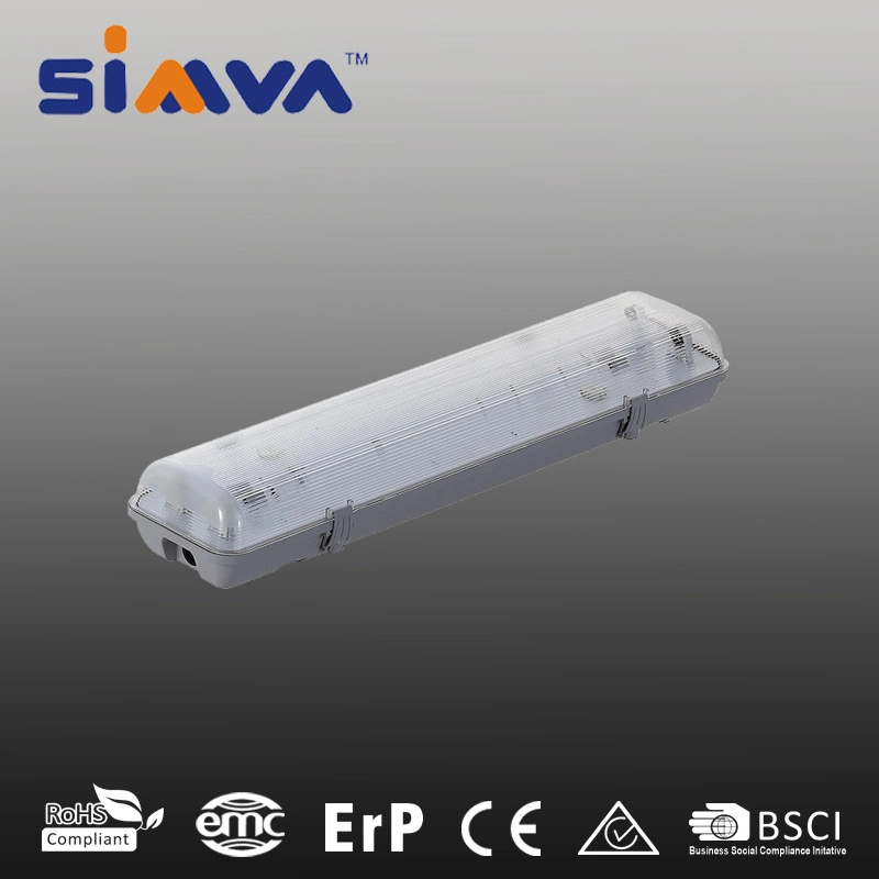 Simva LED Tri-Proof Lighting Fixture 2FT Double Tubes Clearcover 18W Tri-Proof Light with CE Approved