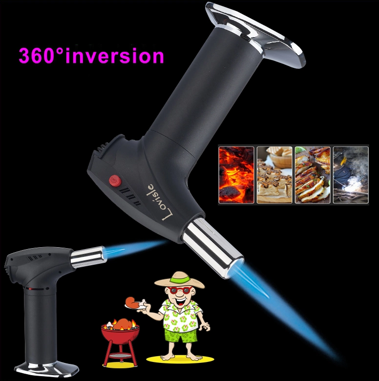 Tobacco Pipe Lighter for Smoking with Metal Tools Angled Soft Flames Butane Gas