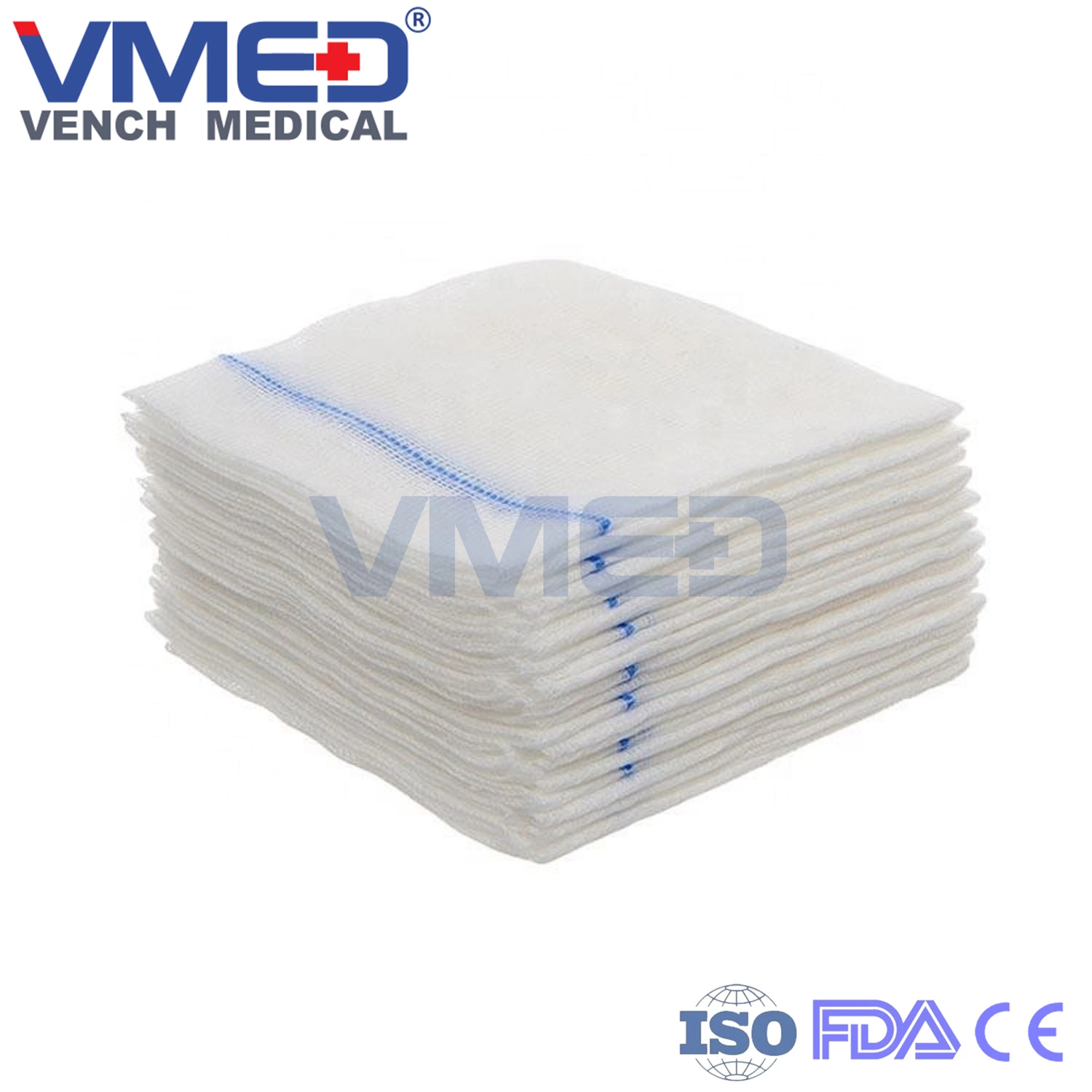 Medical Disposable Absorbent Cotton Gauze Swab Non-Sterile with Without X-ray Unfolded Edge