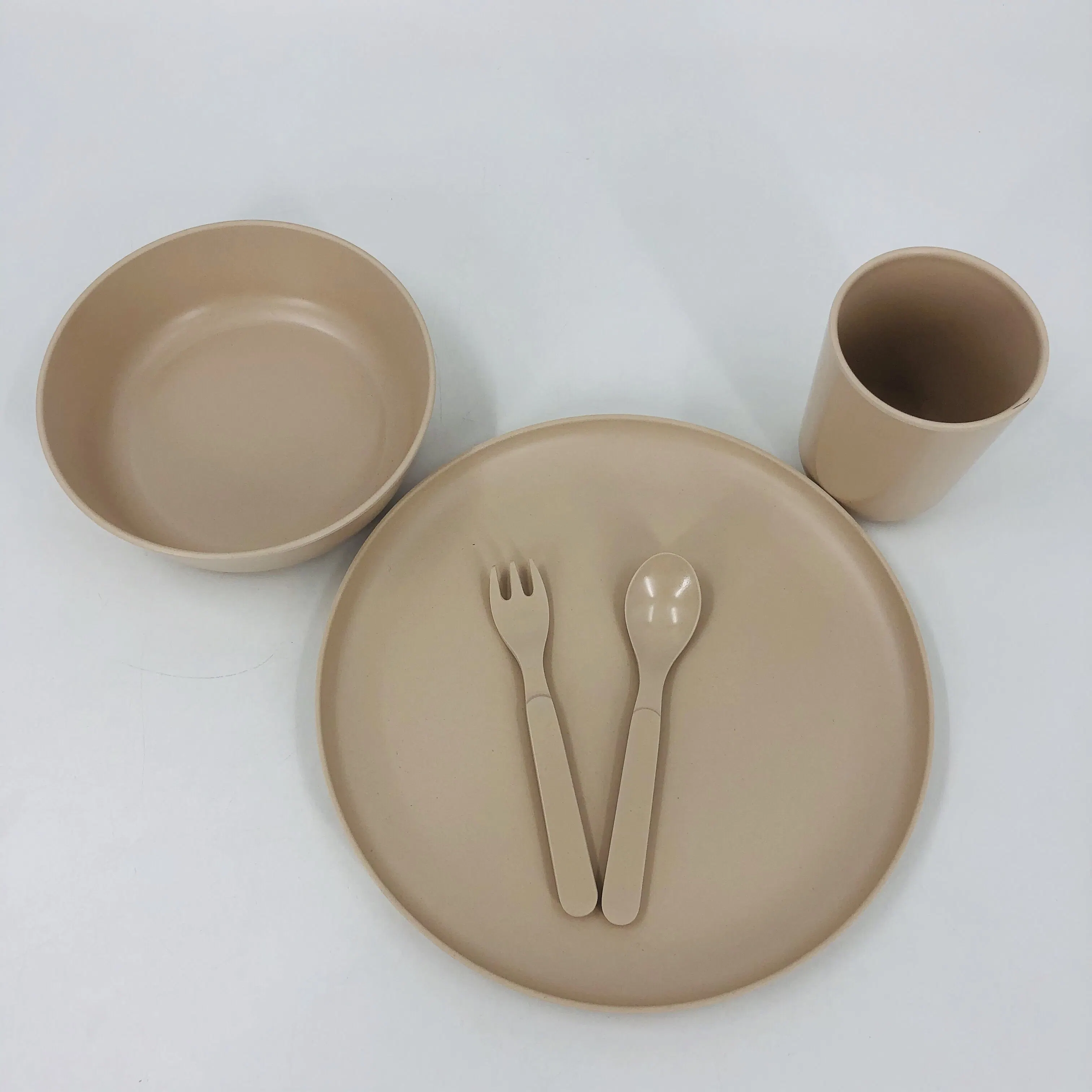 Best Selling 5PCS Children Tableware Set Bamboo Fiber Kid Dinnerware Plate Set