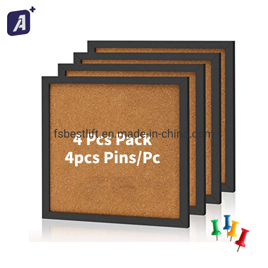 8X8 pulgadas Corkboard enmarcada con la extracción de las cintas de 4 ejes Self-Hanging por el Tablón de anuncios para oficinas en casa de decoración de la Escuela de fácil montaje