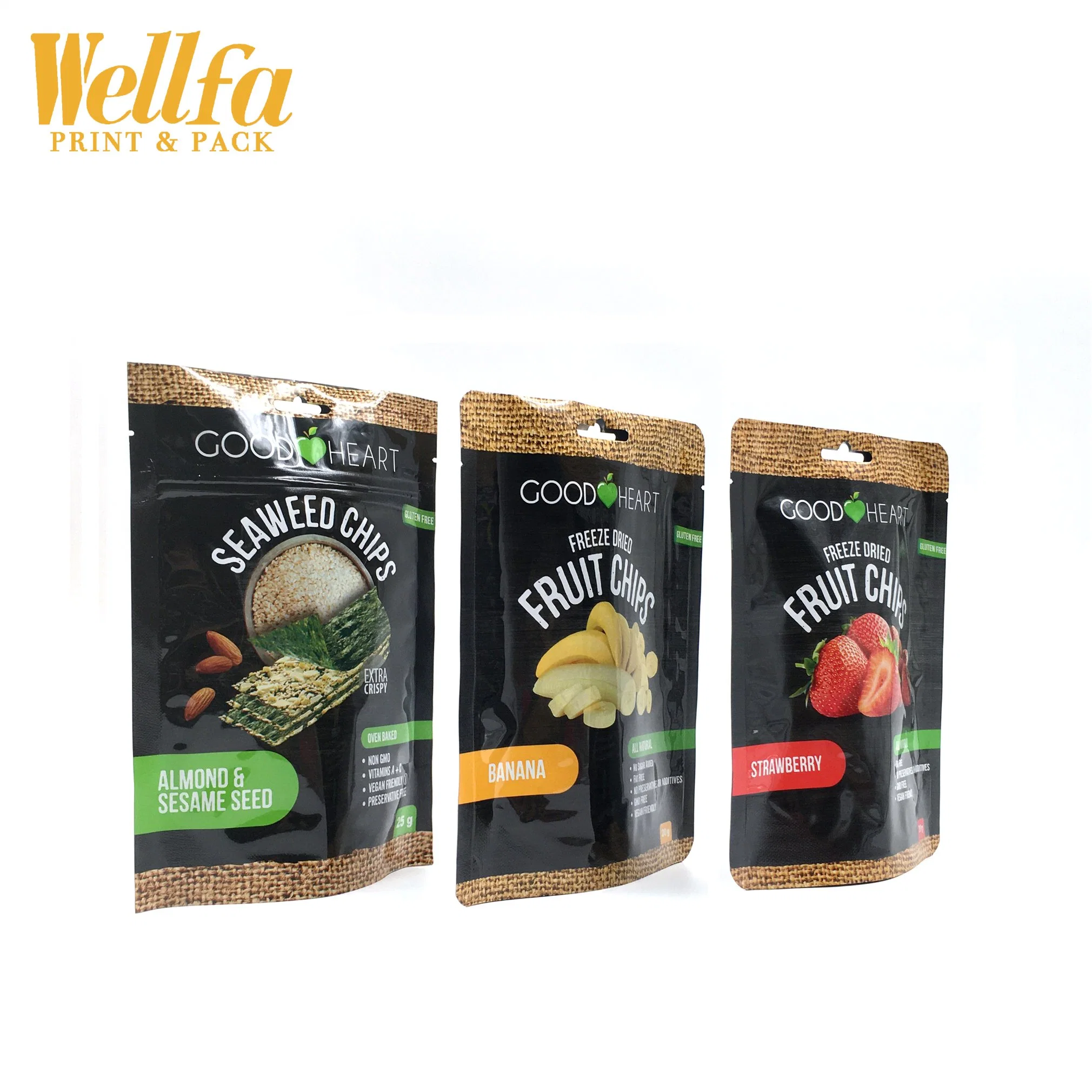 Custom Low MOQ Digital Printing Plastic Zipper Food Packaging Stand up Chia Seeds Pouch Stand up Bags