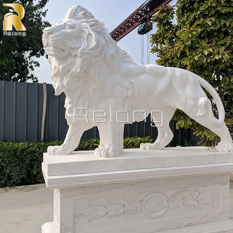 Natural Marble Animal Garden Decoration High Quality a-Grade Marble Lion Estátua de pedra para a venda