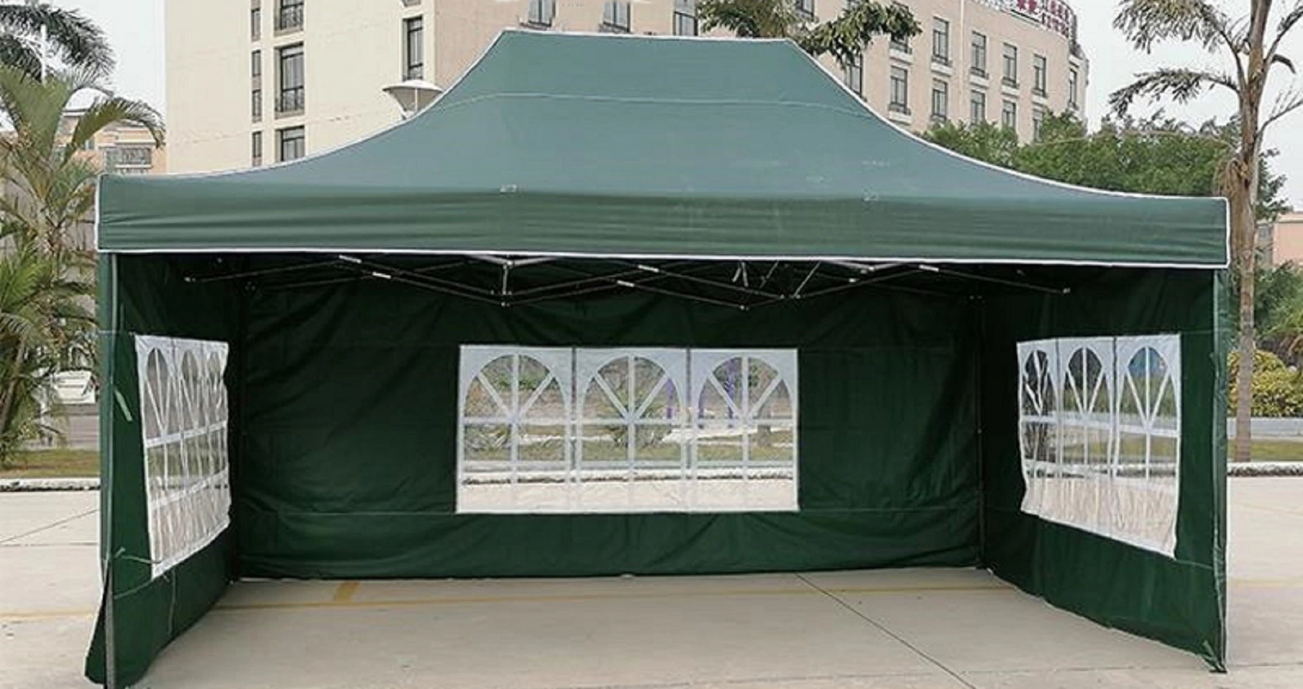 Portable Pop-up Gazebo Stall Tent with Roman Transparent Window for Outdoor Activities, Sidewalk Portable Tent Bl17599