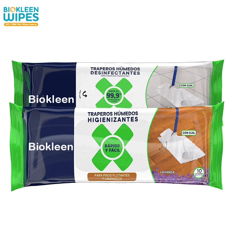 Biokleen Private Label Fragrance-Free Disinfectant Cleaning Wiping Cloth Premium Wet Disposable Floor Wipes