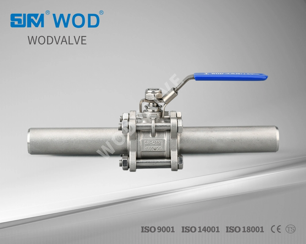 DN50 Threee Pieces Stainless Steel 304 Butt Welding Lengthened Pipe Ball Valve