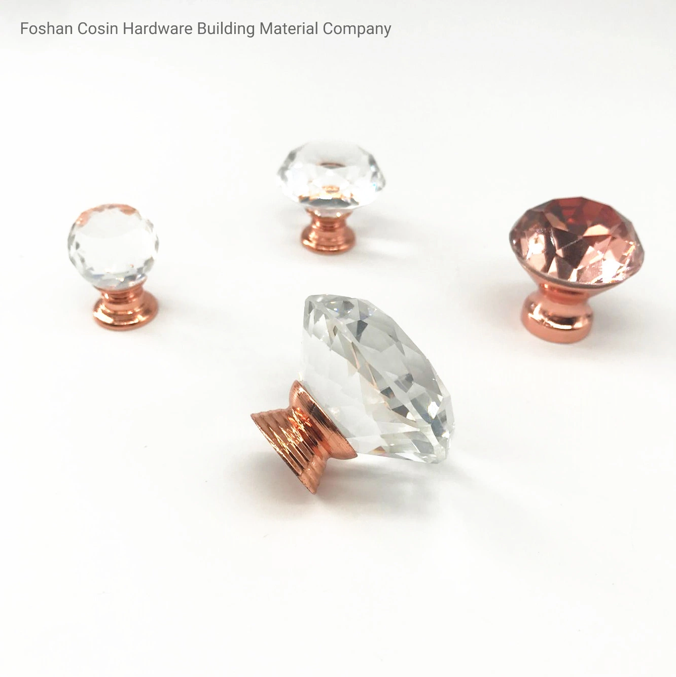 (Crystal Rose Gold) - Furniture Hardware Kitchen Accessories Door Handle Crystal Acrylic Round Diameter Rose Gold Knob