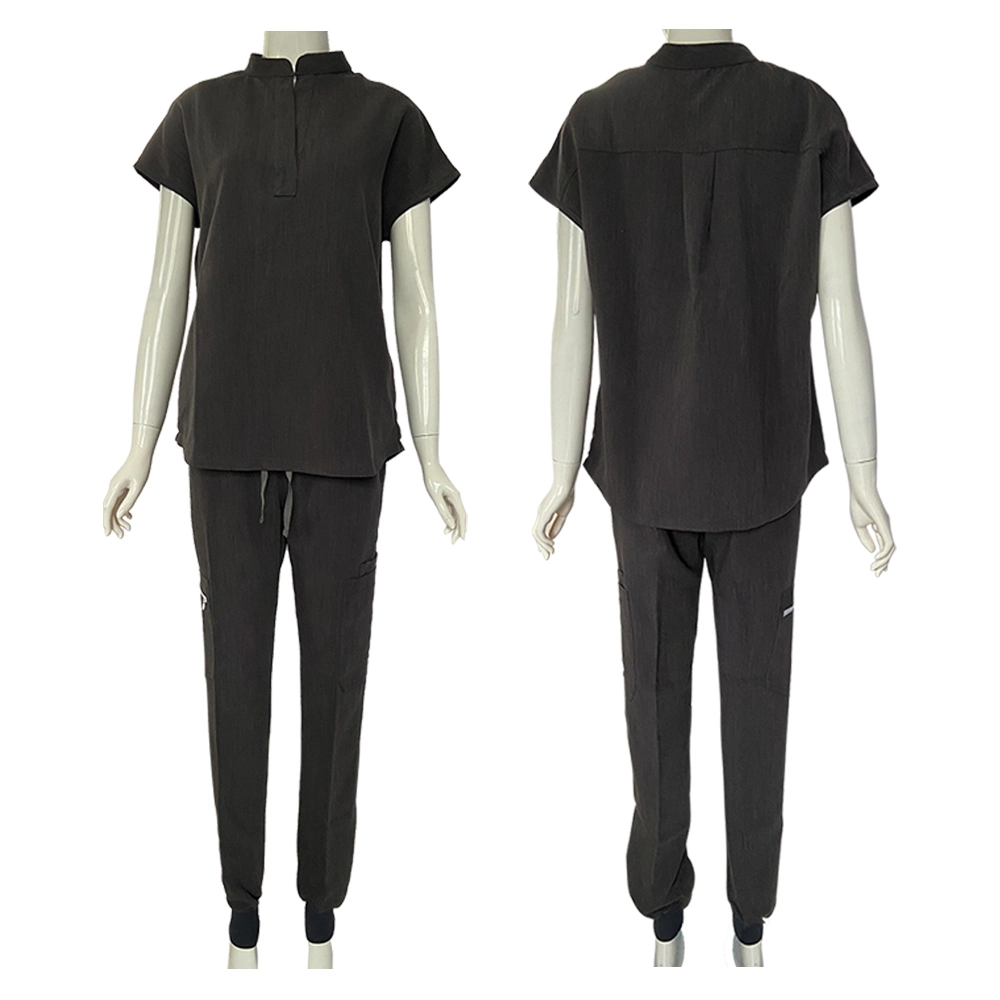 Wholesale/Supplier Medical Nursing Hospital Uniform Black Elastic Scrubs Sets Stretch Uniform