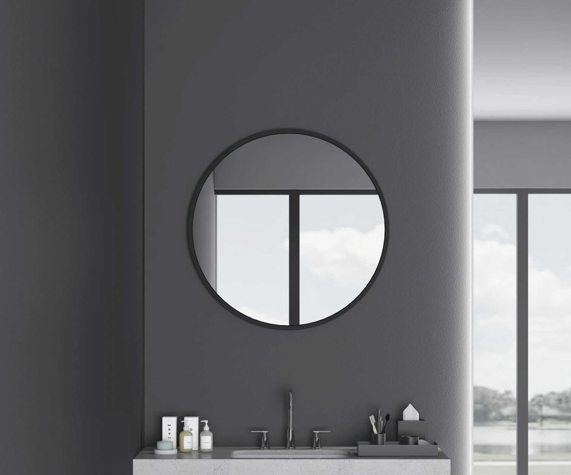 Three Colors Decorative Aluminum Frame Bathroom Wall Hung Mirror