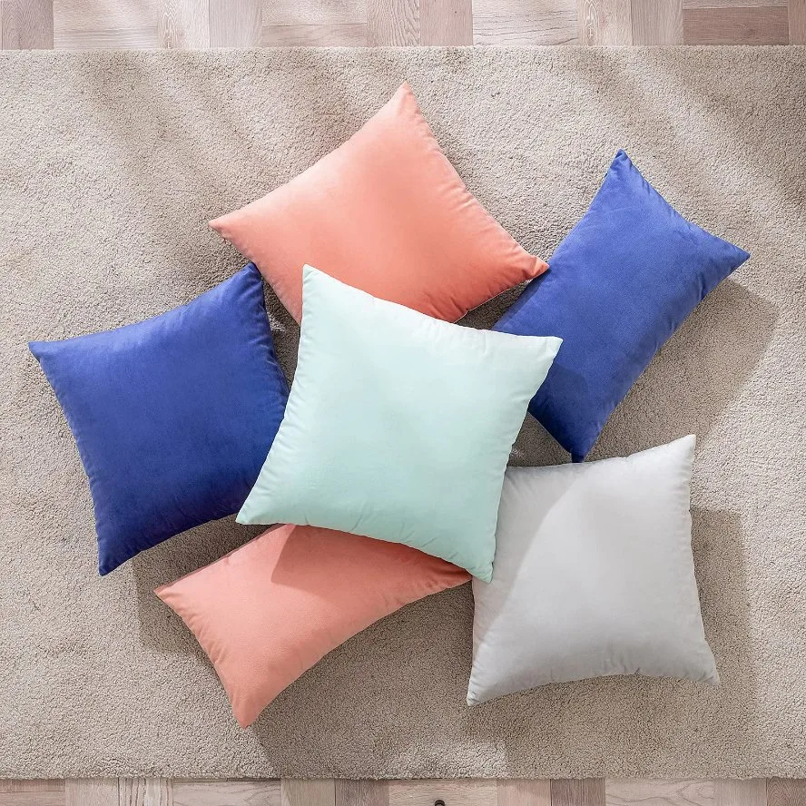 Multicolor Velvet Soft Solid Decorative Square Throw Pillow Covers Set Cushion Cover