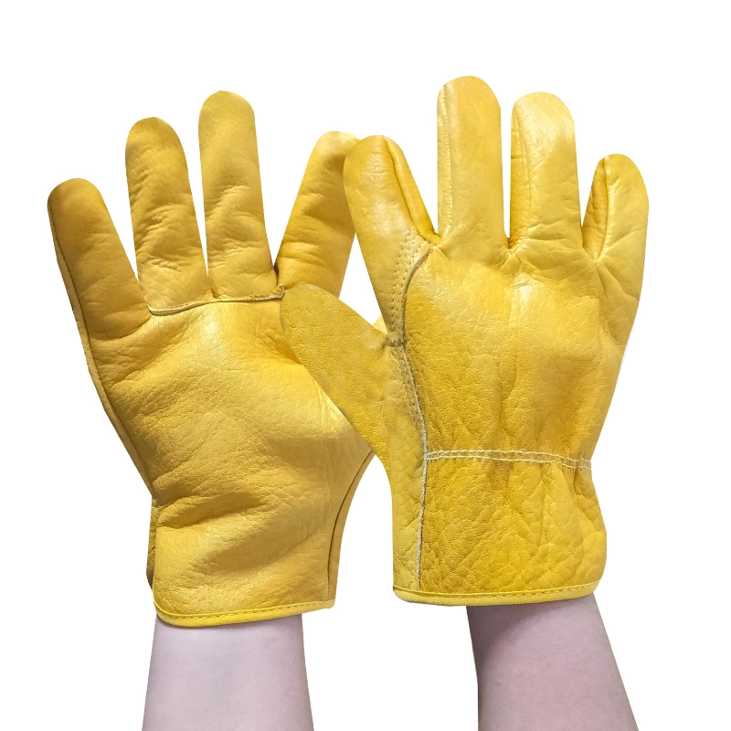 Good Price Goat Leather Yellow Welding Work Safety Glove Used Wildly Comfortable Keep Warm in Winter