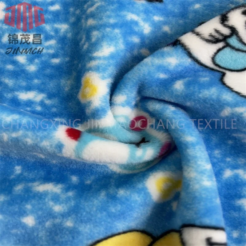 Factory Knitting Fabric 95% Polyester 5% Spandex Printed Super Soft Velboa Fabric Home Textile Pajamas Warm Winter Leggings Stretch