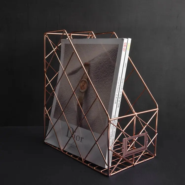 Ins Beliebte Metall Dokument Magazinhalter Rack A4 Größe Rose Gold-Ordner-Rack