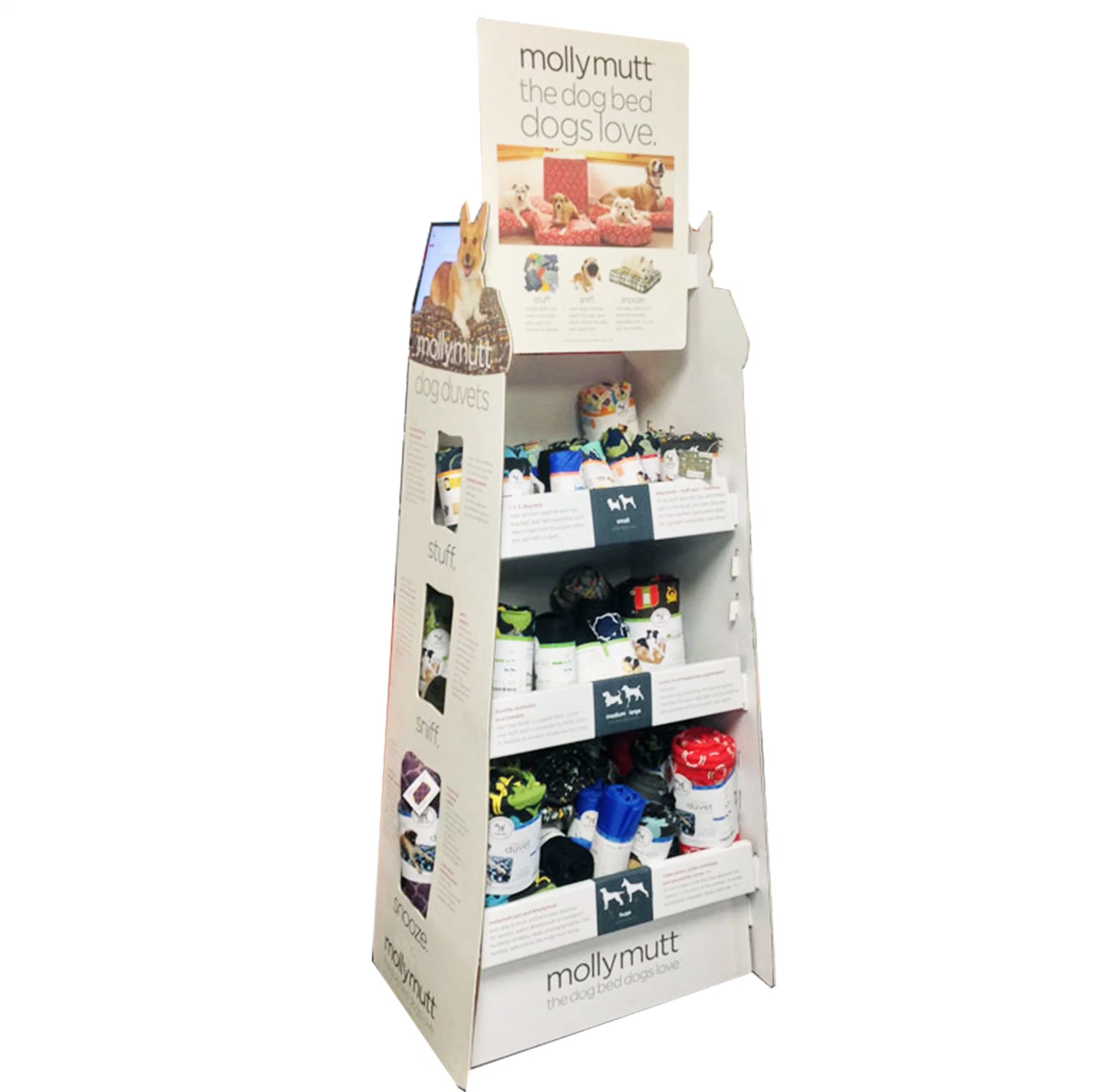 Single Wall Recycle Cardboard Floor Display Stands for Light Weight Products Retail