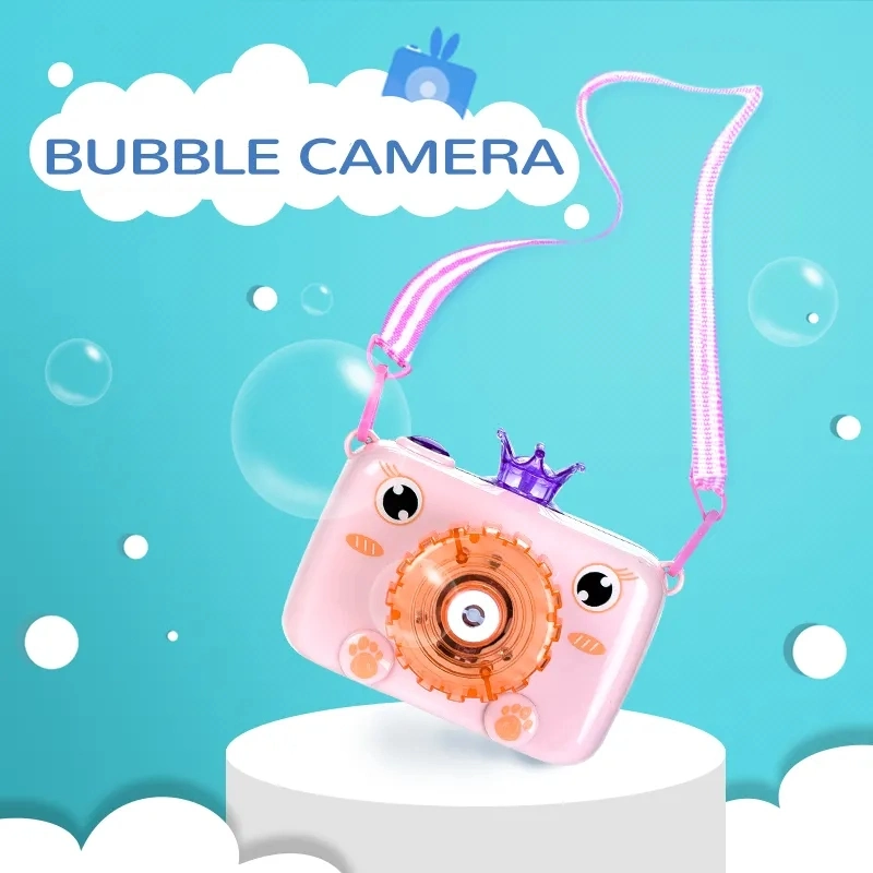 Wholesale/Supplier Plastic Toys Cute Shape Children Girls Toys Gift Braces Real Color B /O Queen Crown Bubble Camera with Light and Music