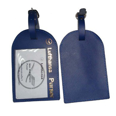 Custom Deep Blue Luggage Tag Leather Badge Holder