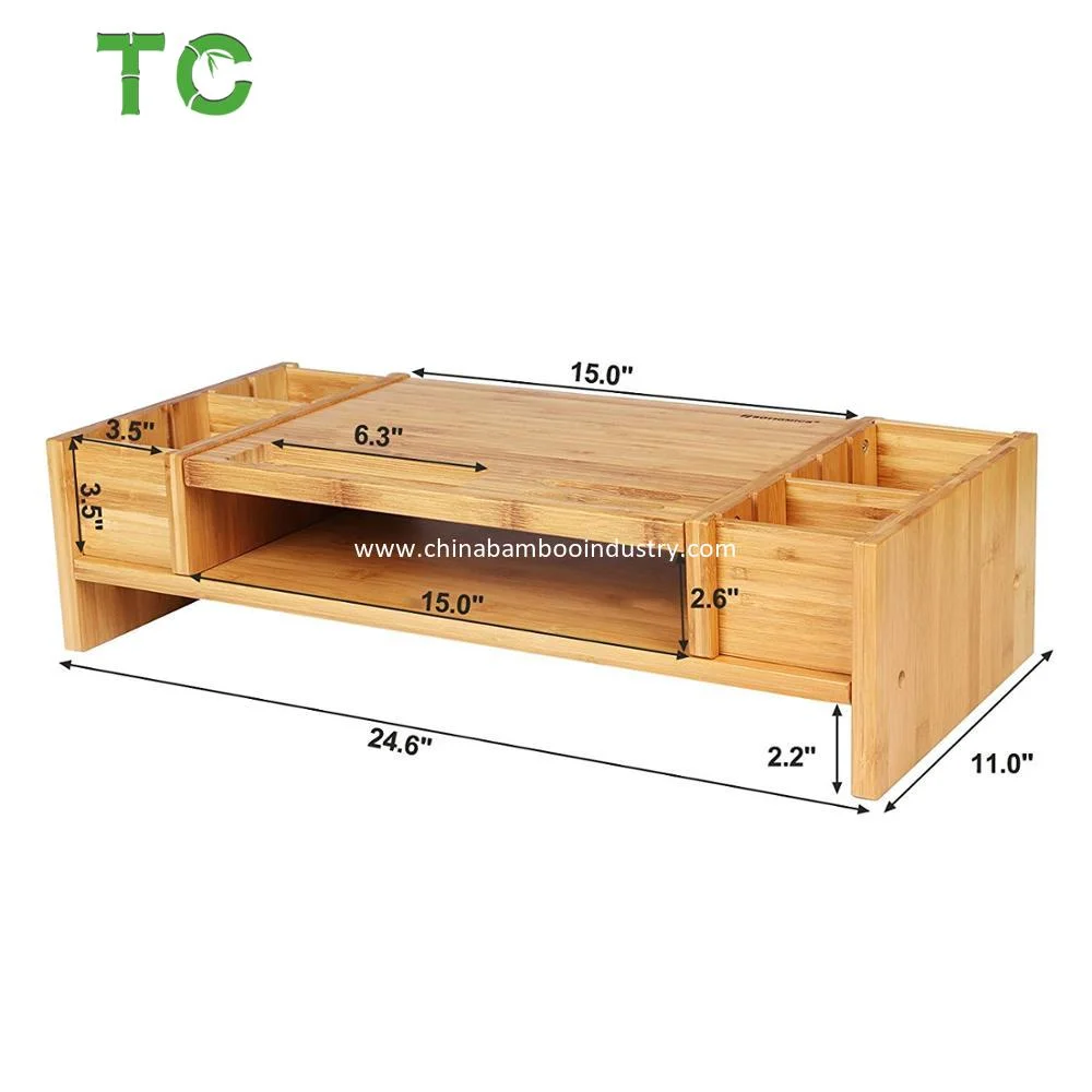 Wholesale/Supplier 2-Tier Bamboo Desk Monitor Riser Stand - Desk Storage Organizer for Home and Office Computer Desk Laptop
