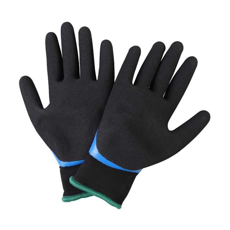 Guantes térmicos de invierno de la Pesca Industrial Trabaja duro Handxingyu caliente recubierto de nitrilo Shell doble guantes impermeables Guantes de invierno