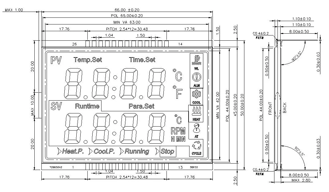 Benutzerdefinierte Temperaturregelung Instrument Display VA negative Transmisive LCD-Panel