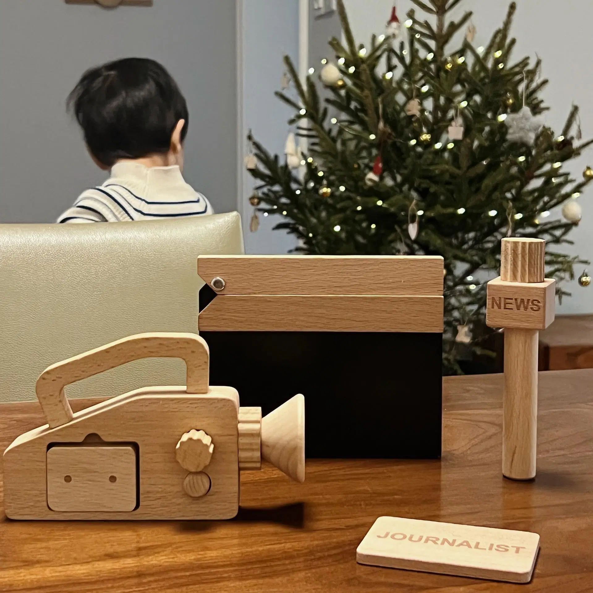 Handmade Wooden Simulation Children's Educational Toys Role-Playing Reporters Playing Camera Toy