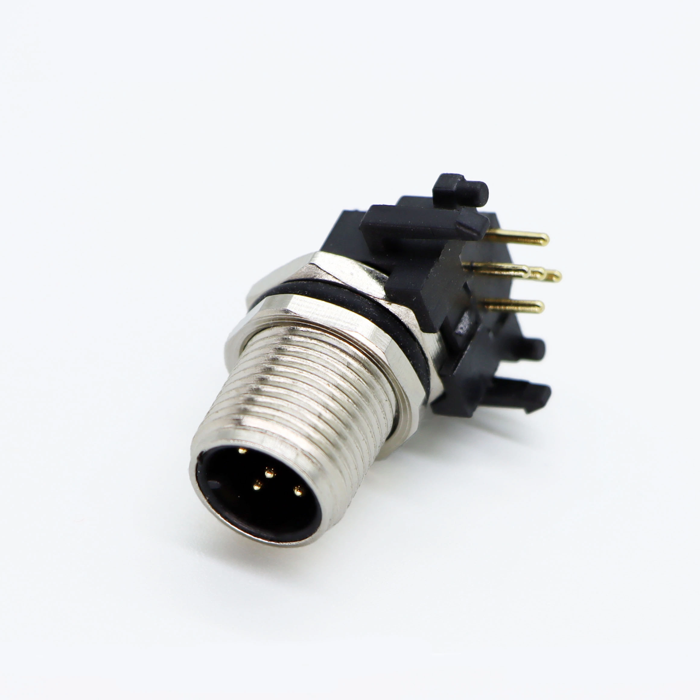 M12 Bent Pin Socket Connector Elbow PCB Waterproof Connector Solder Plate Connector Male and Female Socket Supply